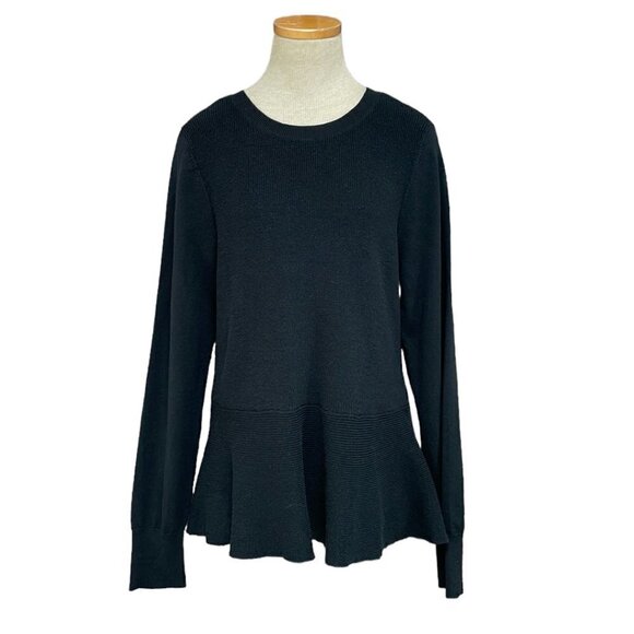 Halogen Sweaters - Halogen Pullover Sweater Flare Ribbed Knit Black Size Large L